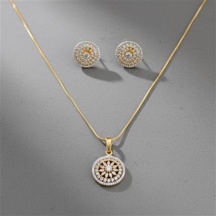 American Diamond Classic Pendant Set With 2 Tone Plating