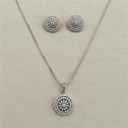 American Diamond Classic Pendant Set With 2 Tone Plating