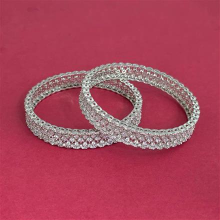 American Diamond Classic Bangles With Rhodium Plating
