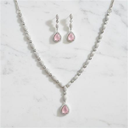 American Diamond Classic Necklace Set With Rhodium Plating