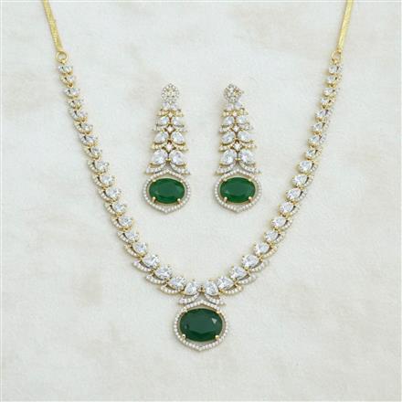 American Diamond Classic Necklace Set With 2 Tone Plating