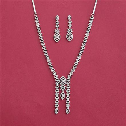 American Diamond Classic Necklace Set With 2 Tone Rhodium Plating