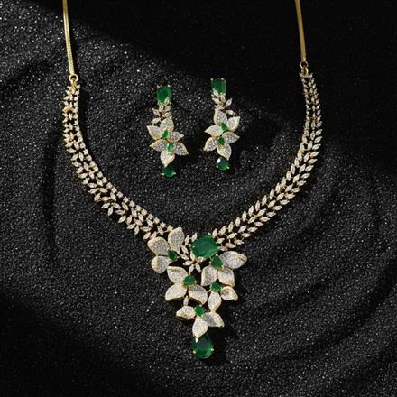 American Diamond Classic Necklace Set With 2 Tone Plating