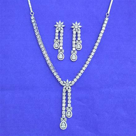 American Diamond Classic Necklace Set With 2 Tone Rhodium Plating