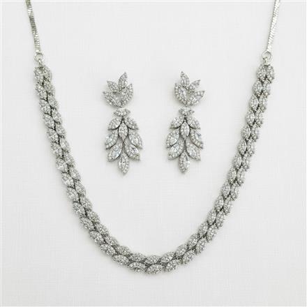American Diamond Classic Necklace Set With 2 Tone Rhodium Plating