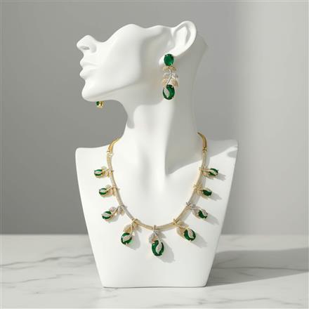 American Diamond Classic Necklace Set With 2 Tone Plating