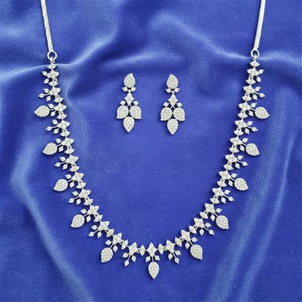 American Diamond Classic Necklace Set With 2 Tone Rhodium Plating