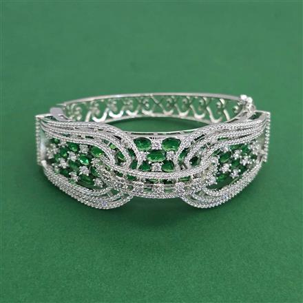 American Diamond Openable Kada With Rhodium Plating