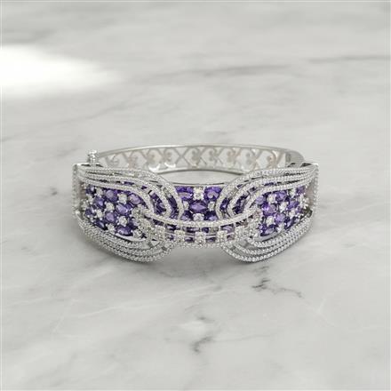 American Diamond Openable Kada With Rhodium Plating