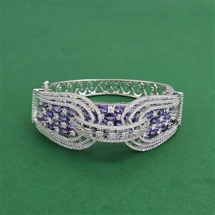 American Diamond Openable Kada With Rhodium Plating