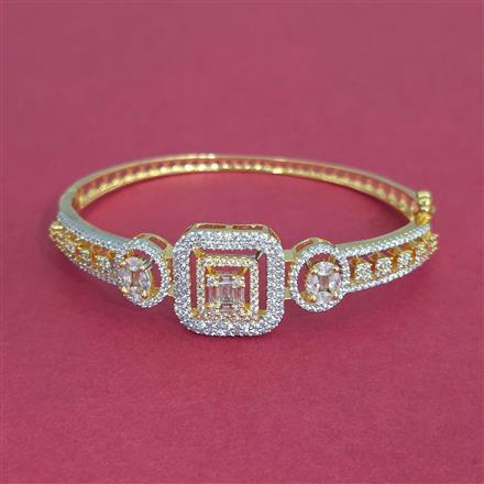 American Diamond Classic Kada With 2 Tone Rhodium Plating