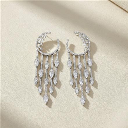 American Diamond Classic Earring With 2 Tone Rhodium Plating