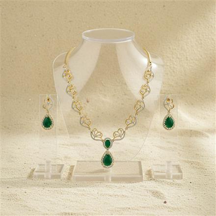 American Diamond Classic Necklace Set With 2 Tone Plating