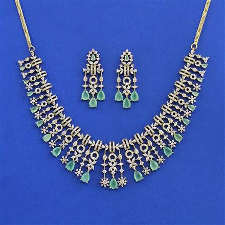 American Diamond Classic Necklace Set With Mehndi Plating