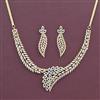 Cz Classic Necklace Set With Mehndi 2 Tone Rhodium Plating