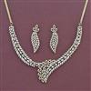 Cz Classic Necklace Set With Mehndi 2 Tone Rhodium Plating