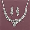 Cz Classic Necklace Set With Mehndi 2 Tone Rhodium Plating
