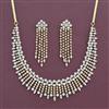 Cz Classic Necklace Set With Mehndi 2 Tone Rhodium Plating