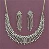 Cz Classic Necklace Set With Mehndi 2 Tone Rhodium Plating
