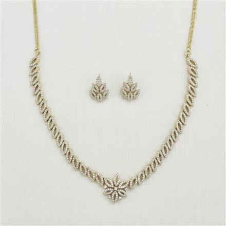 American Diamond Classic Necklace Set With 2 Tone Rhodium Mehndi Plating