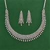 American Diamond Classic Necklace Set With 2 Tone Rhodium Mehndi Plating