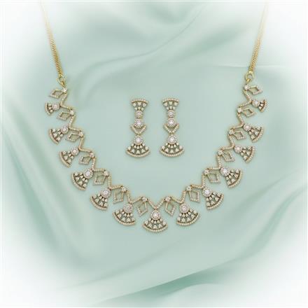 American Diamond Classic Necklace Set With 2 Tone Rhodium Mehndi Plating