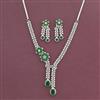 Cz Classic Necklace Set With Rhodium Plating