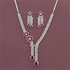Cz Classic Necklace Set With Rhodium Plating