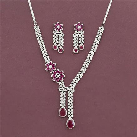 Cz Classic Necklace Set With Rhodium Plating