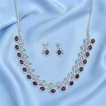 American Diamond Classic Necklace Set With Rhodium Plating