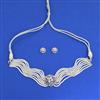 Cz Choker Necklace Set With Rhodium Plating