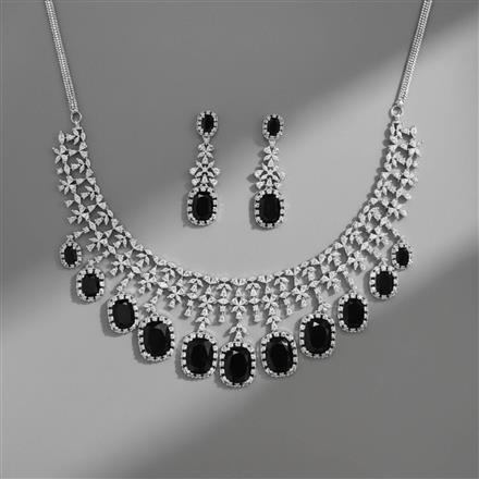 American Diamond Classic Necklace Set With Rhodium Plating