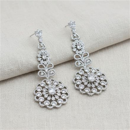 American Diamond Classic Earring With 2 Tone Rhodium Mehndi Plating