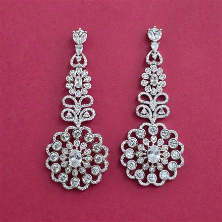 American Diamond Classic Earring With 2 Tone Rhodium Mehndi Plating
