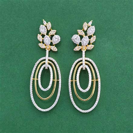 American Diamond Classic Earring With 2 Tone Rhodium Mehndi Plating