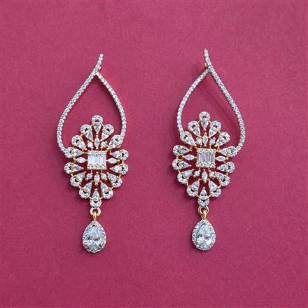 American Diamond Classic Earring With 2 Tone Rhodium Mehndi Plating