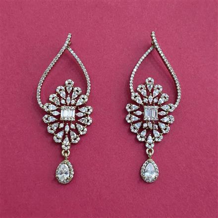 American Diamond Classic Earring With 2 Tone Rhodium Mehndi Plating