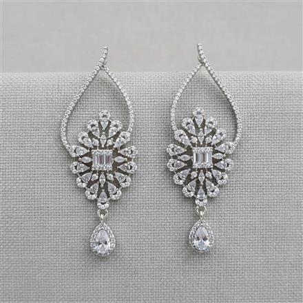 American Diamond Classic Earring With 2 Tone Rhodium Mehndi Plating