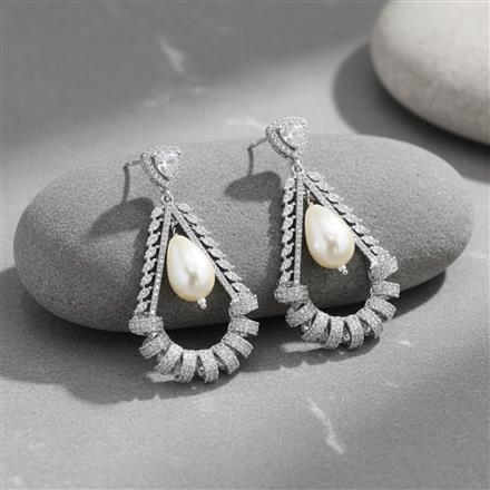 American Diamond Classic Earring With 2 Tone Rhodium Mehndi Plating