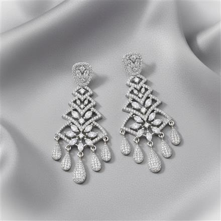 American Diamond Classic Earring With 2 Tone Rhodium Mehndi Plating