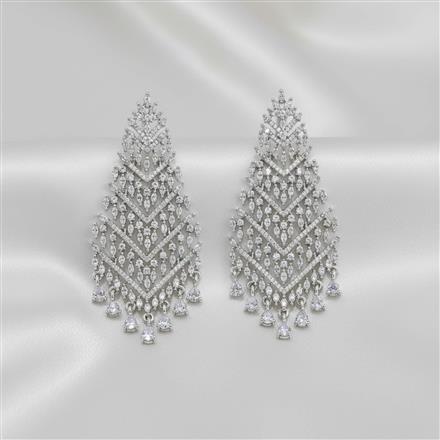 American Diamond Classic Earring With 2 Tone Rhodium Mehndi Plating