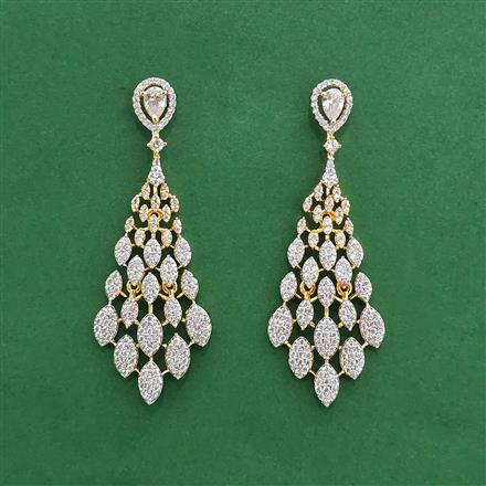 American Diamond Classic Earring With 2 Tone Rhodium Mehndi Plating
