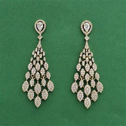 American Diamond Classic Earring With 2 Tone Rhodium Mehndi Plating