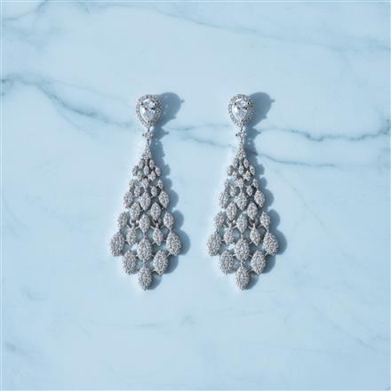 American Diamond Classic Earring With 2 Tone Rhodium Mehndi Plating