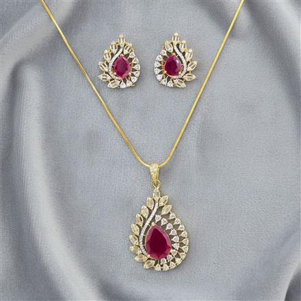 American Diamond Classic Pendant Set With 2 Tone Plating
