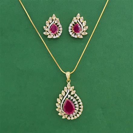 American Diamond Classic Pendant Set With 2 Tone Plating
