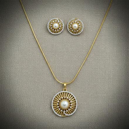 American Diamond Classic Pendant Set With 2 Tone Plating