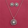 American Diamond Classic Pendant Set With Rhodium Plating