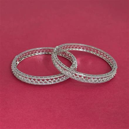 American Diamond Classic Bangles With 2 Tone Rhodium Mehndi Plating