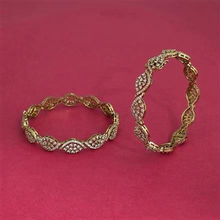 American Diamond Classic Bangles With Mehndi Plating